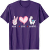 Peace Love llama Lovers Designs Co. Peace Love Llamas Gift for Girls Boys Kids Women Men Llama T-Shirt - Purple