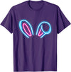 Blue Magenta Bunny Ears Cute Rabbit Pet Rabbit Lover Gift T-Shirt in Purple