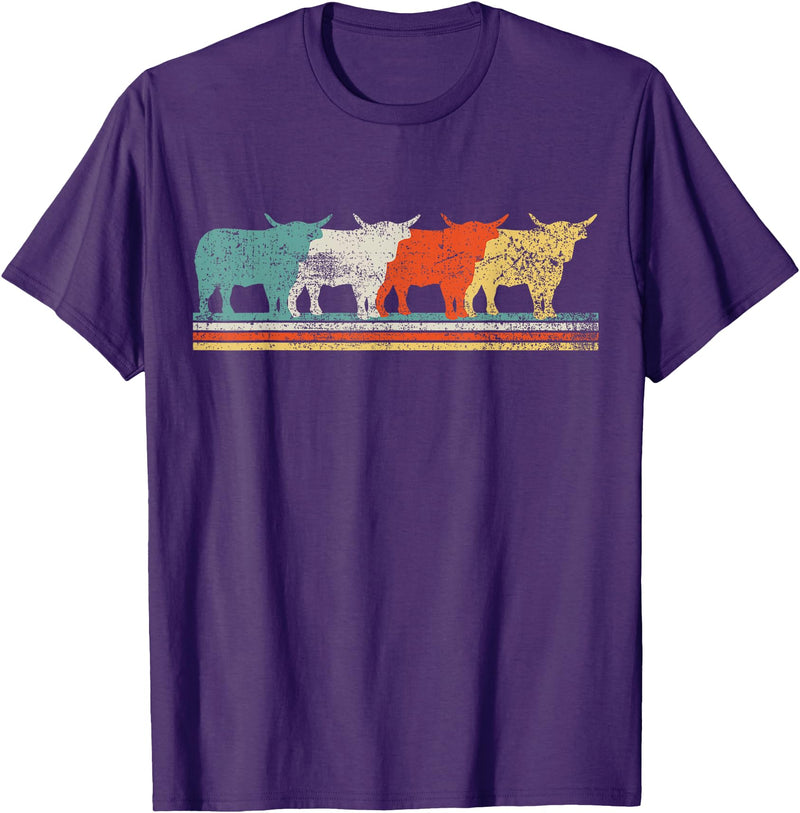 Highland Cow Scottish Vintage T-Shirt - Purple