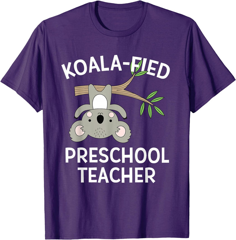 Preschool Teacher Gifts and Apparel Cute Koala Preschool Teacher T-Shirt Funny Pun Gift T-Shirt - Purple