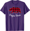 Papa & Mama Bear Outfit Papa Bear Pajama Red Buffalo Plaid T-Shirt - Purple