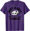 Panda Lover Designs Just A Boy Who Loves Pandas Cute Panda Bear T-Shirt - Purple