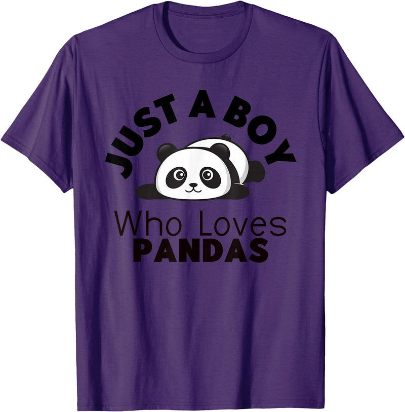Panda Lover Designs Just A Boy Who Loves Pandas Cute Panda Bear T-Shirt - Purple