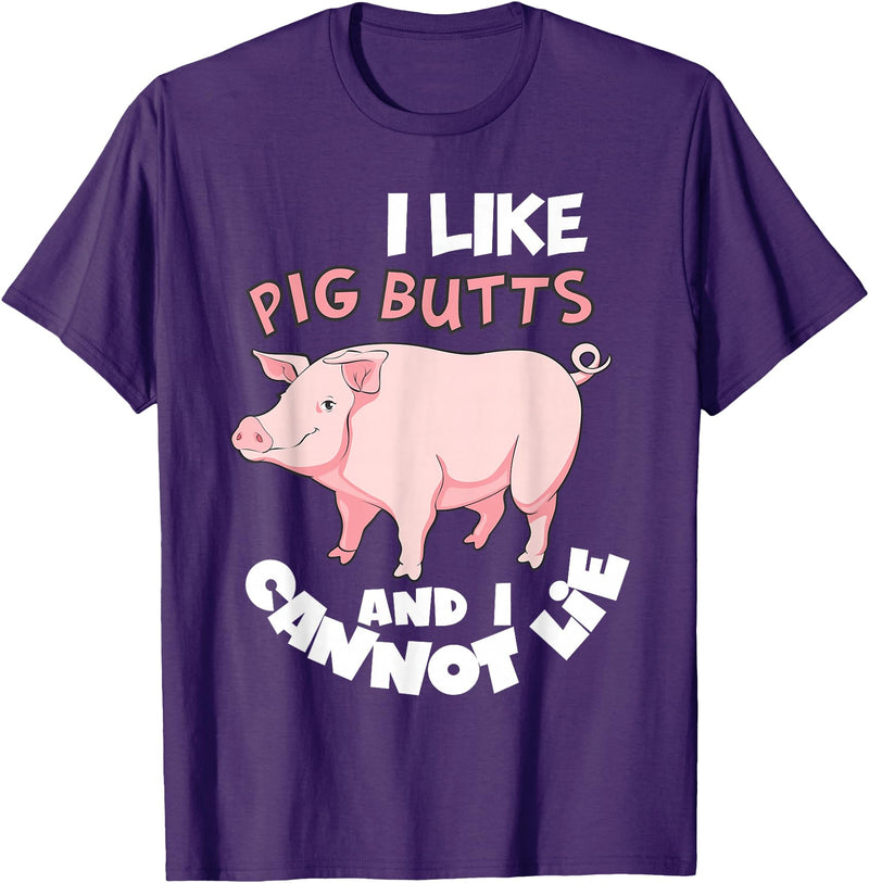 Funny Meat Eater Shirts & BBQ Lover Gifts I Like Pig Butts and I Cannot Lie Shirt BBQ Grilling Pork T-Shirt - Purple