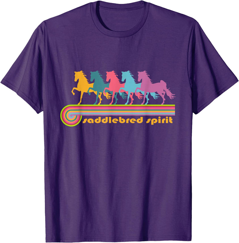 Saddlebred Spirit | NickerStickers Retro Saddlebred Horses T-Shirt - Purple