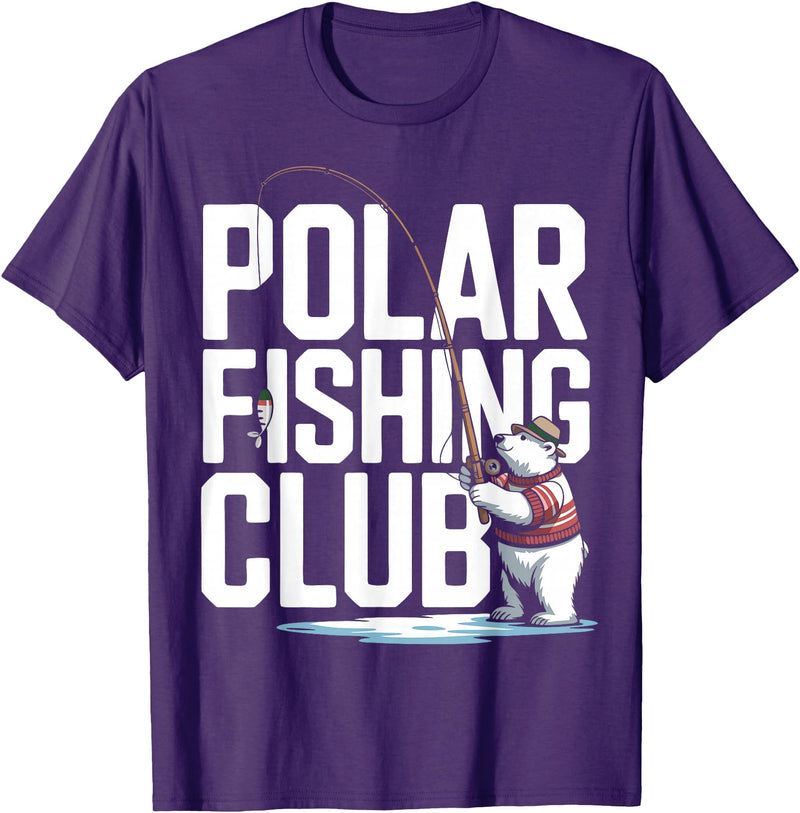 Ice Angler Gifts & Tees Ice Fisher Polar Bear Ice Fishing Club T-Shirt - Purple