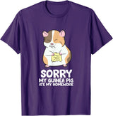 Cute Guinea Pig Tees And Gifts Sorry My Guinea Pig Ate My Homework Guinea Pig School T-Shirt - Purple