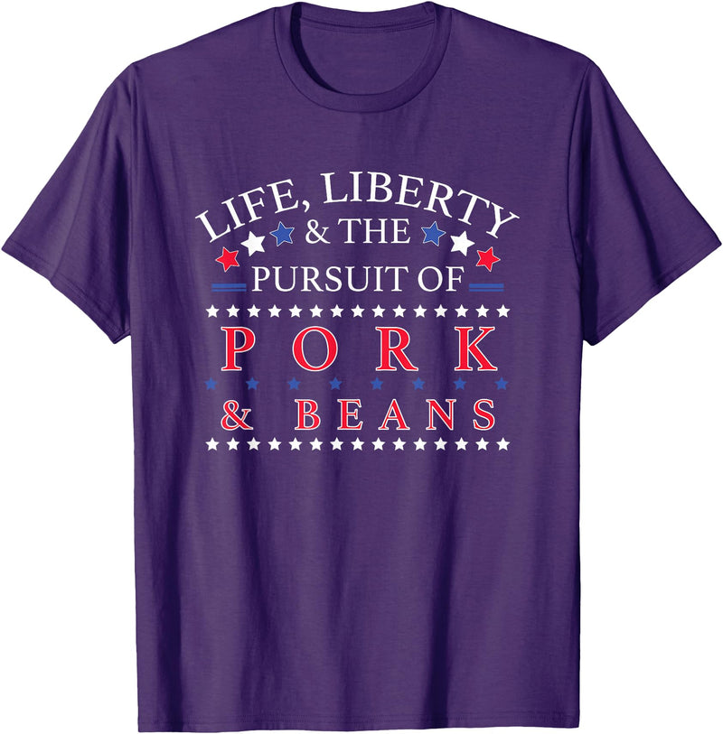 Official Get Hopped Apparel Funny Pork and Beans Shirt - Novelty Gift T-Shirt - Purple