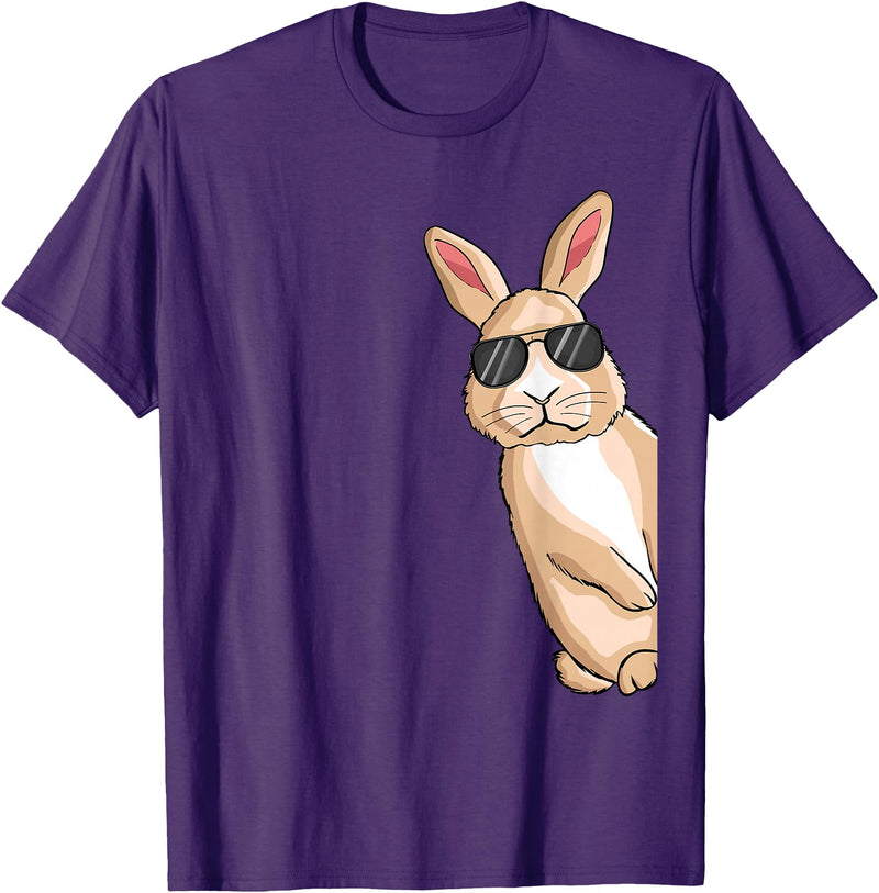 Cool Rabbit with Sunglasses Bunny Lover Kids Rabbit T-Shirt in Purple
