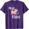 Hogs and Kisses Everyone loves Pigs Design Hogs and Kisses Cute Pig T-Shirt - Purple