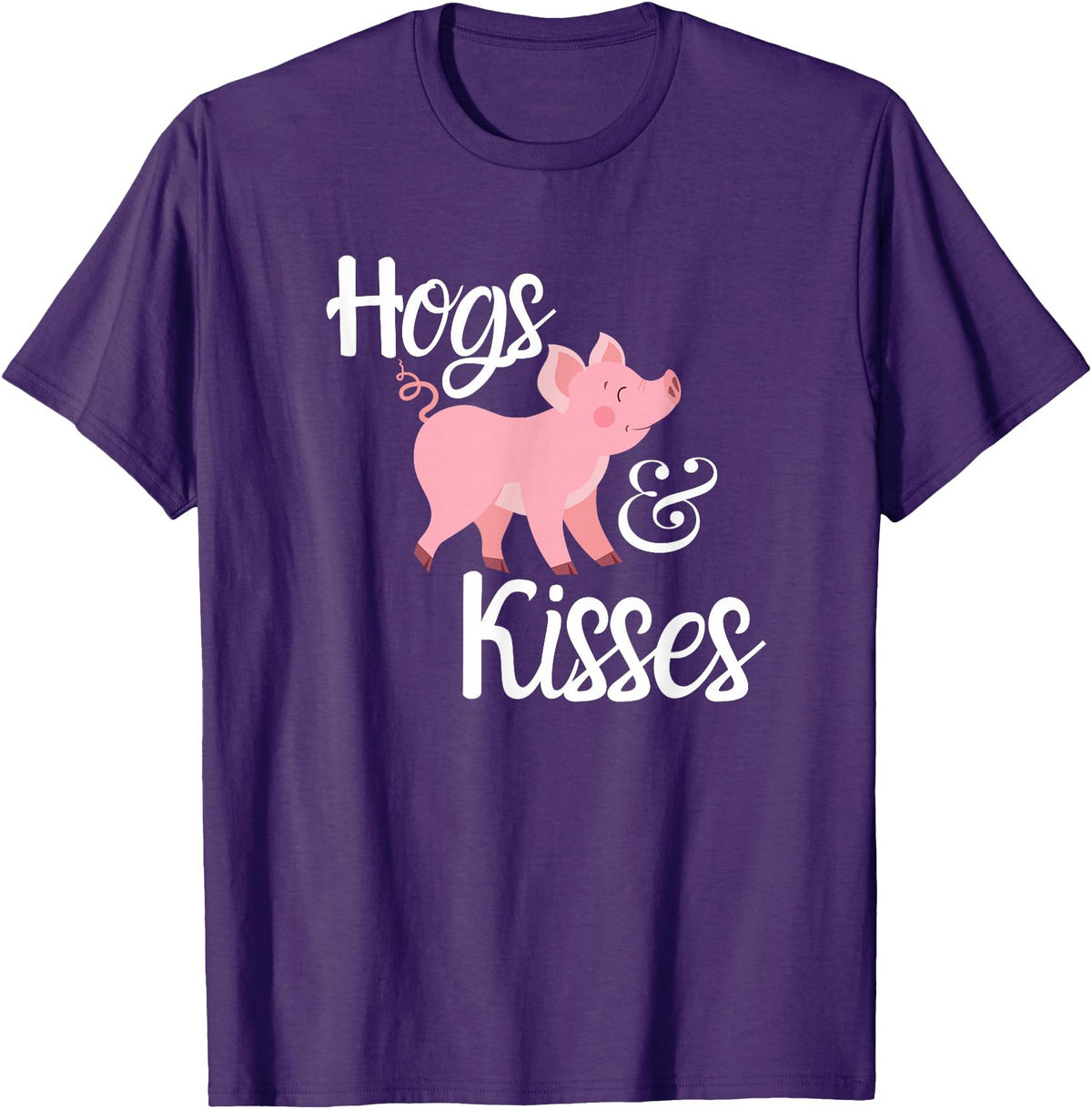 Hogs and Kisses Everyone loves Pigs Design Hogs and Kisses Cute Pig T-Shirt - Purple