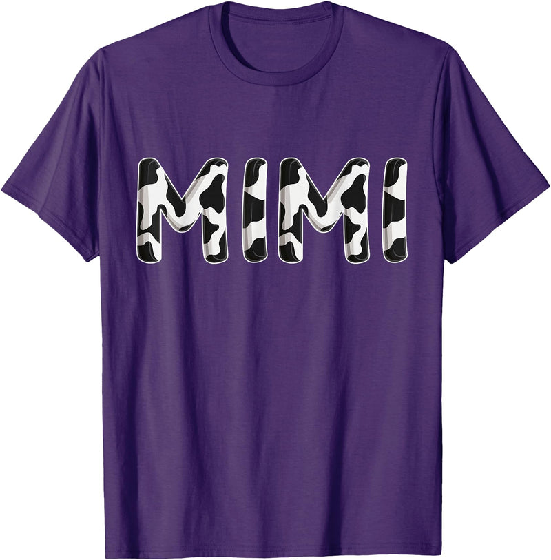 Cow Pattern Print Family Matching Birthday Shirts Cow Mimi Birthday Family Matching Mothers Day Boy Girl Farm T-Shirt -