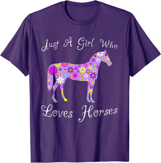 Cartba Horse Co. Fun Cute Just A Girl Who Loves Horses T-Shirt - Purple
