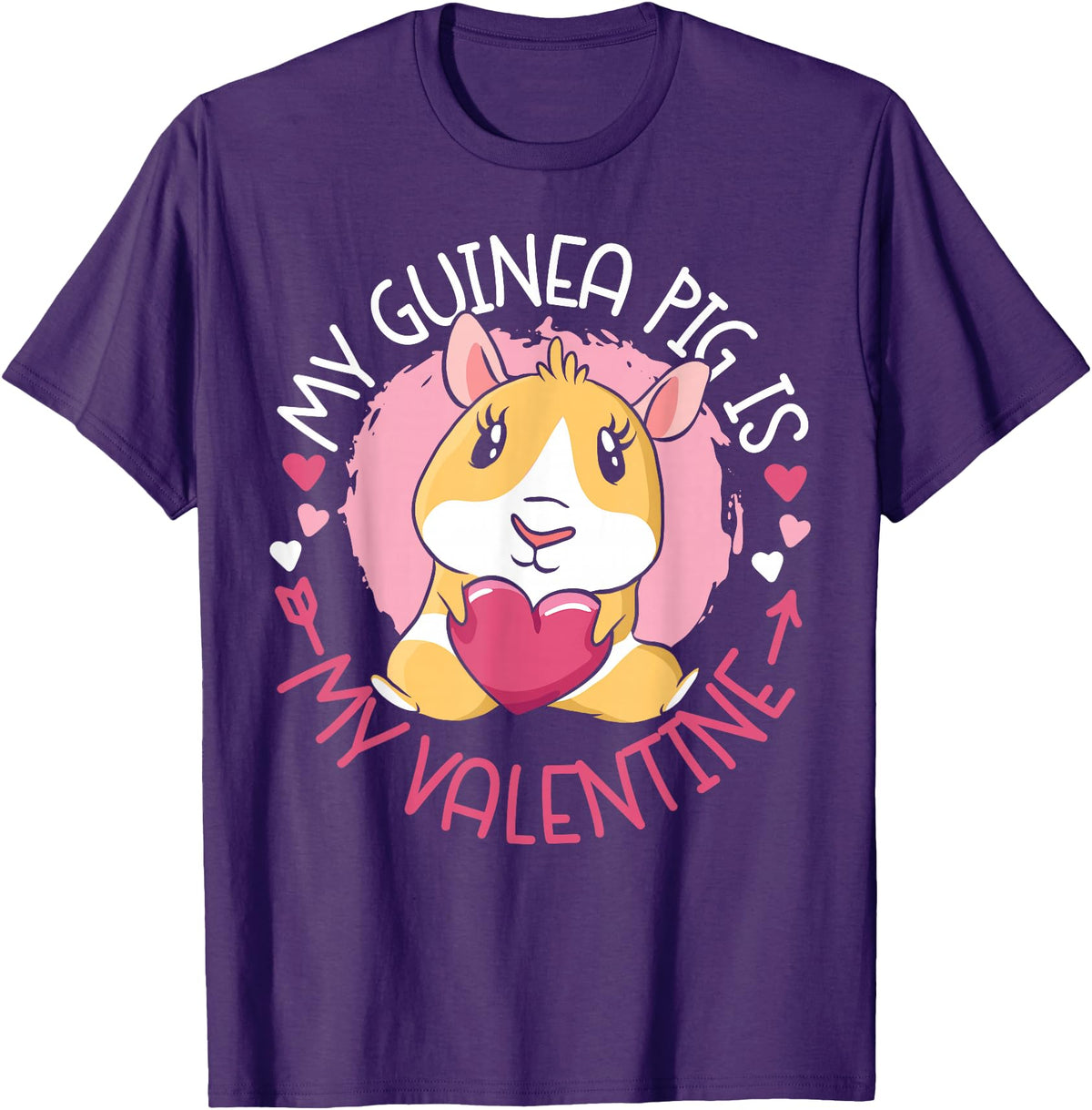Cute Guinea Pig Lover HS0 Guinea Pig Valentines Day My Guinea Pig Is My Valentine T-Shirt - Purple