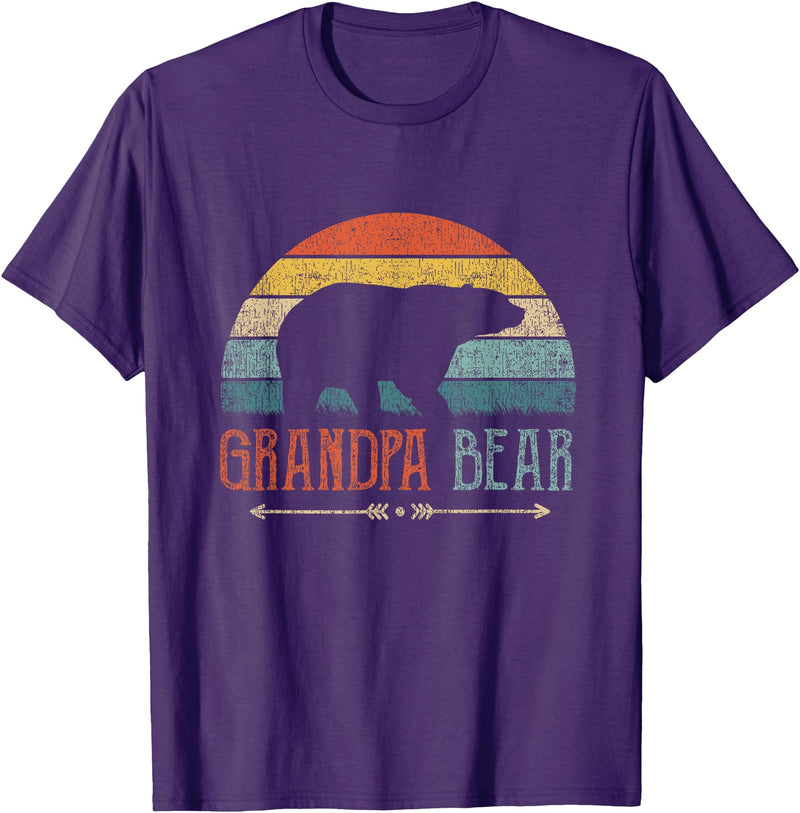 Cute Bear Family Matching Shirts & Gifts Grandpa Bear Vintage Retro Granddad Outfit Grandfather T-Shirt - Purple