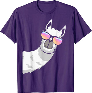 Llama Lover Gifts Collection Llama With Sunglasses Kids Boys Toddler Novelty T-Shirt - Purple