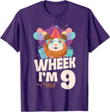 Cute Guinea Pig Lover HD0 Guinea Pig 9th Birthday Wheek I'm 9 T-Shirt - Purple