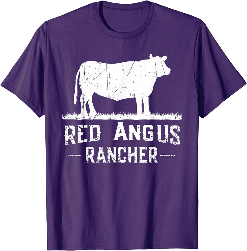 Funny Red Angus Farmer Gift for Cattle Lover Cow Breeder - Red Angus Rancher T-Shirt - Purple