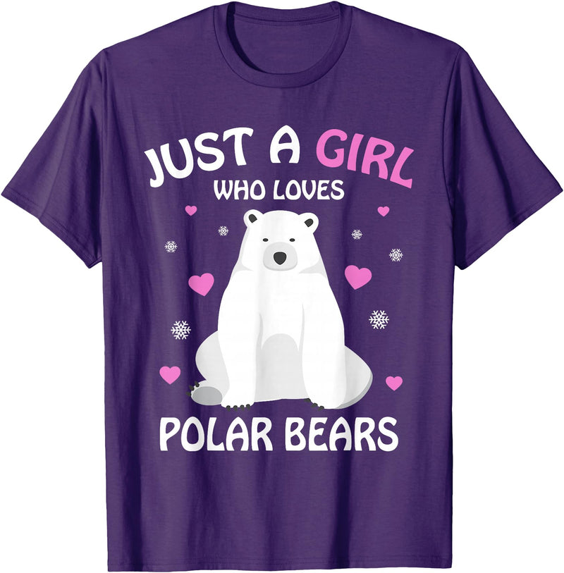 Funny Polar Bear Lover Apparel & Gift Ideas Just A Girl Who Loves Polar Bears Girls Polar Bear Gift T-Shirt - Purple