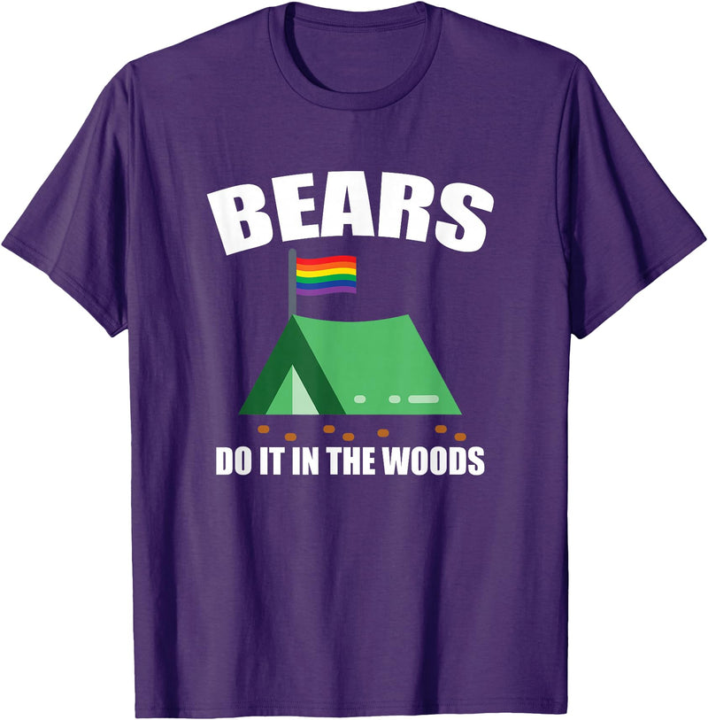 Gay Camping Bears LGBT Funny Gay Camping LGBT Pride Bears T-Shirt - Purple