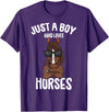 Cute Horse Owner Gifts Just a Boy who Loves Horses Equestrian Horseback Riding Kids T-Shirt - Purple