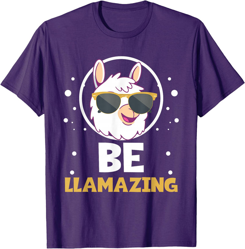 LLama Squad Shirts and Gifts Cute Amazing Llama Pun Be Llamazing Llama Lover T-Shirt - Purple
