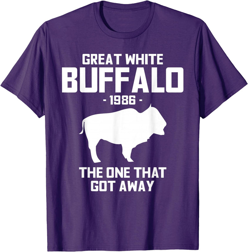 Great White Buffalo T-Shirts Great White Buffalo The One That Got Away Funny T-Shirts T-Shirt - Purple