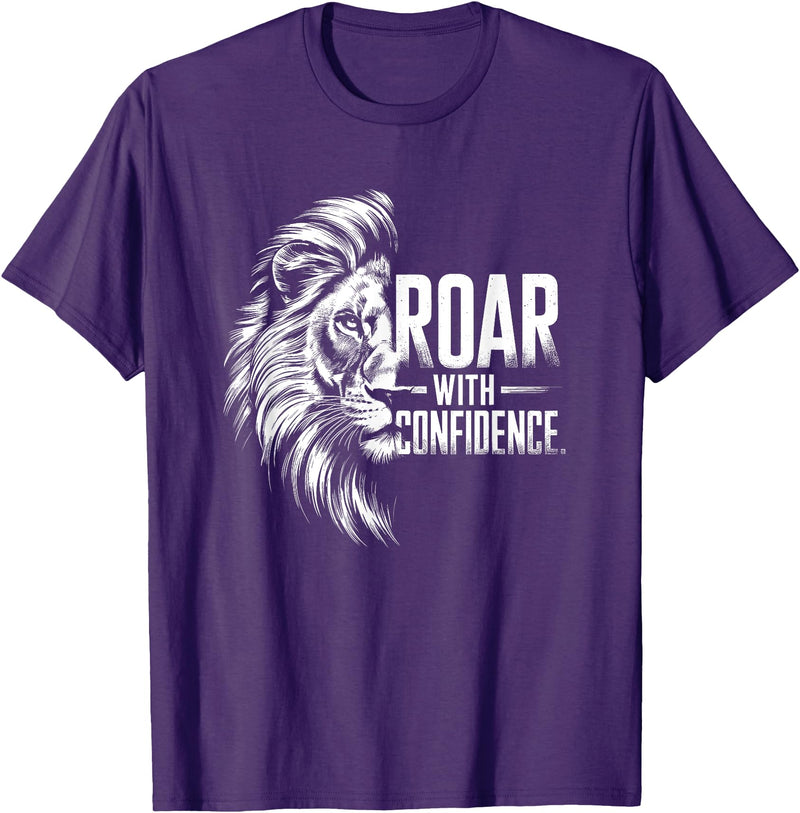 Wild Spirit Animal Theme Designs For Men And Women Roar with Confidence - Lion Design For Him And Her T-Shirt - Purple
