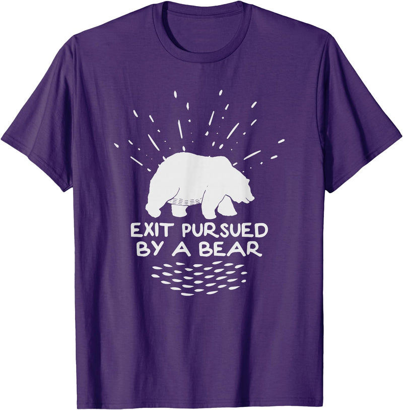 Funny Winter Tees Exit Pursued By a Bear - Funny Shakespeare - Winter Shirt T-Shirt - Purple