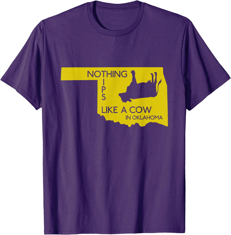 Funny Farm Nothing tips like a cow in Oklahoma state T-Shirt - Purple