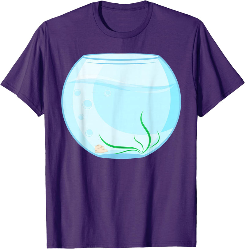Humours Halloween Fish Bowl Outfits Funny Fish Bowl Costume T-Shirt - Purple