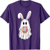 Cute Ghost Bunny Ghost Rabbit Easter Day Rabbit Lover T-Shirt in Purple