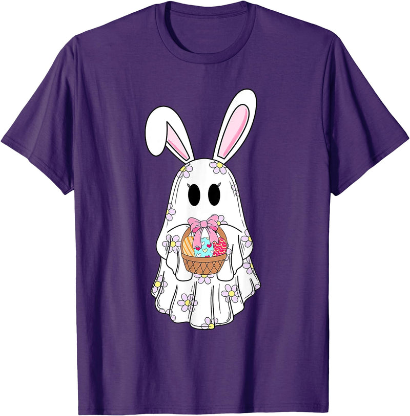 Cute Ghost Bunny Ghost Rabbit Easter Day Rabbit Lover T-Shirt in Purple