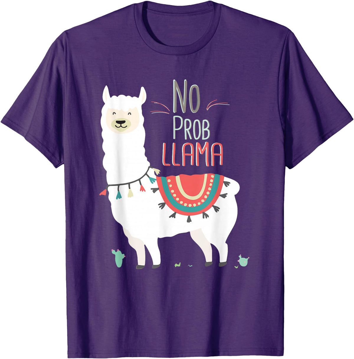 No Prob llama Shirt, No Problama Funny Lama Tee Lamaste T-Shirt - Purple
