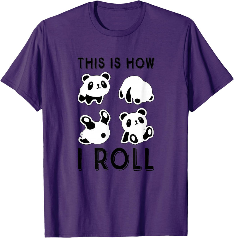 Funny Panda This Is How I Roll Cute Panda Cute Little Bear Panda, This Is How I Roll T-Shirt - Purple