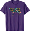 Cow Floral Silhouette Cattle Farm Lover Floral Cow Silhouette Womens Girls Cow Farm Animal T-Shirt - Purple