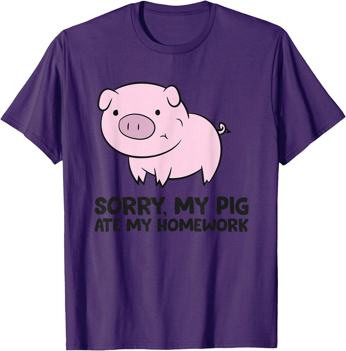 Funny Pig Farmer Gifts School Love Pigs Sorry, My Pig Ate My Homework T-Shirt - Purple