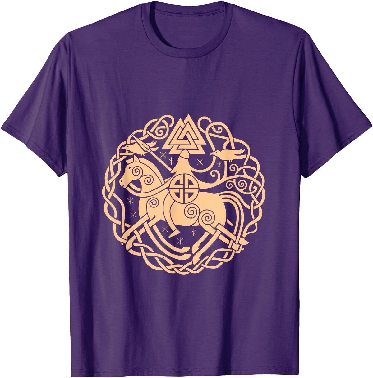 Thor Scandinavia Axe Celtic Raven Runes Norway Viking Symbols Horse Valhalla Scandinavia Raven Gift T-Shirt - Purple