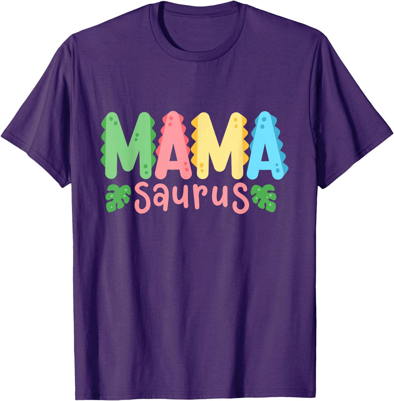 Kids Dinosaur Birthday Party Squad Outfit Mama Saurus Children's Dinosaur Birthday Party Family Matching T-Shirt - Purple