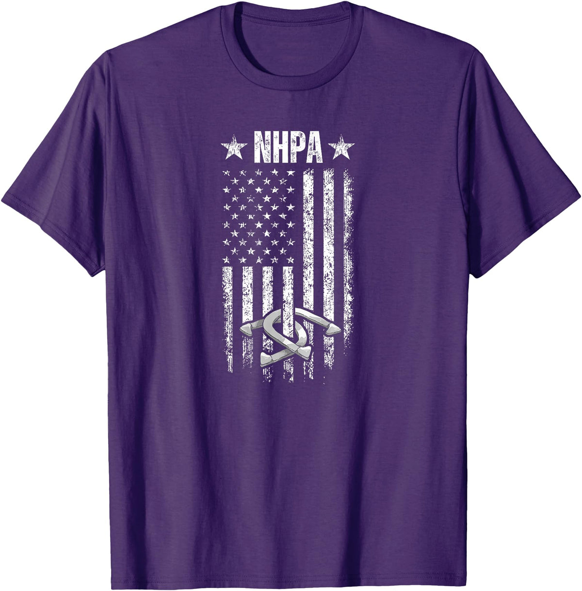 National Horseshoe Pitchers Association NHPA Distressed Flag T-Shirt - Purple