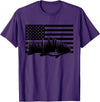 BASBO American Flag Fishing T-Shirt - Grey, Small, Unisex, Short Sleeve, Crew Neck, Classic Fit, Polyester 100%, Imported, Fishing Enthusiasts, Kids - Purple