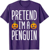 Penguin Halloween Gifts Co. Pretend I’m A Penguin Pumpkin Halloween Costume T-Shirt - Purple