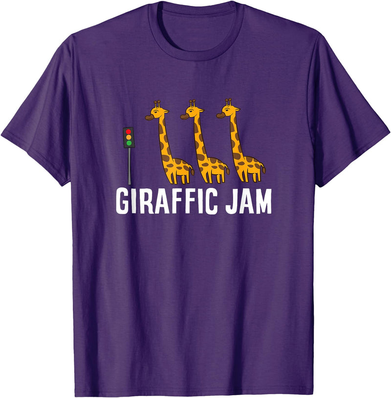 Africa Giraffe Gifts and Giraffe Sayings Funny Giraffic Jam Cute Giraffe Giraffe Pun Cute Giraffe T-Shirt - Purple