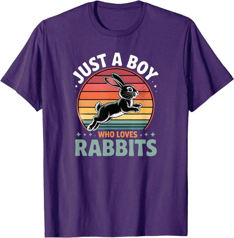 Cute Boys Rabbit Lover Bunny Graphic T-Shirt in Purple
