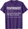 Fishing Enthusiast Designs by A Bass Fishing Lover Fisherman Angler Fishtrovert Definition Funny Fishing Lover T-Shirt - Purple