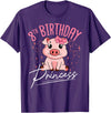 Pig Birthday 8 Cute Piggy Barn Party Apparel Pig 8th Birthday Princess Farm Party Hog Farmer Barnyard T-Shirt - Purple
