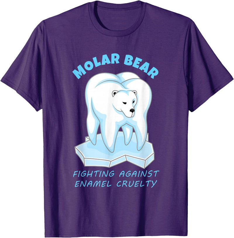 Polar Bear Tooth Tees Molar Bear - Funny Dental Polar Bear Pun T-Shirt T-Shirt - Purple