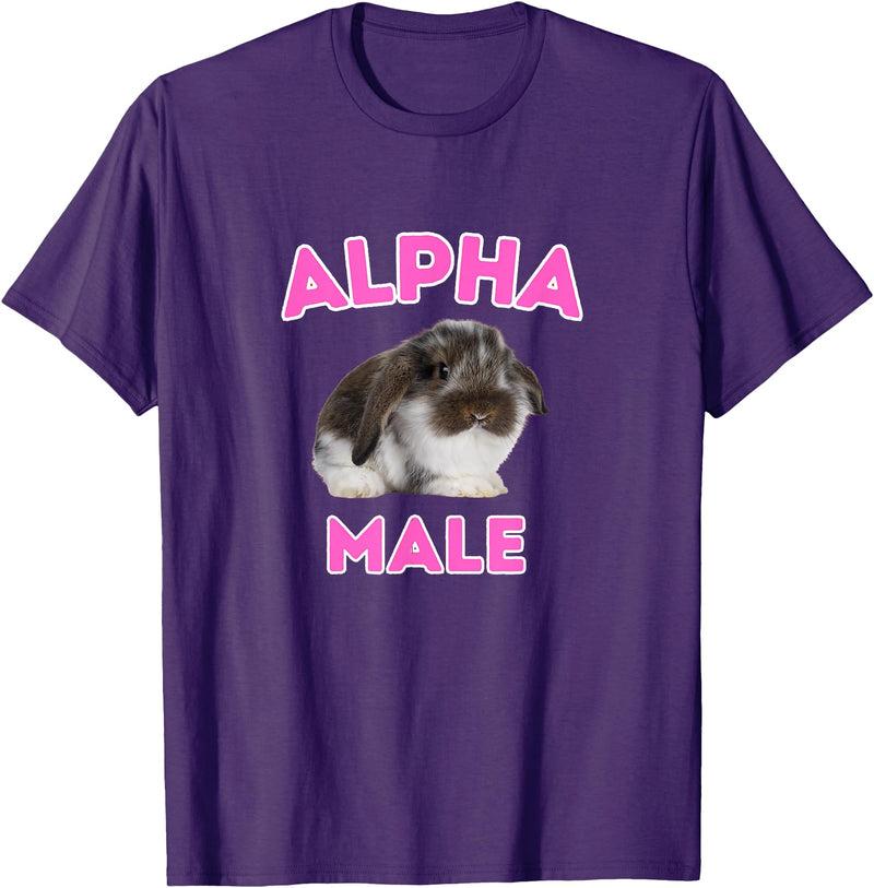 Alpha Male Cute Bunny Meme Funny Rabbit T-Shirt in Purple