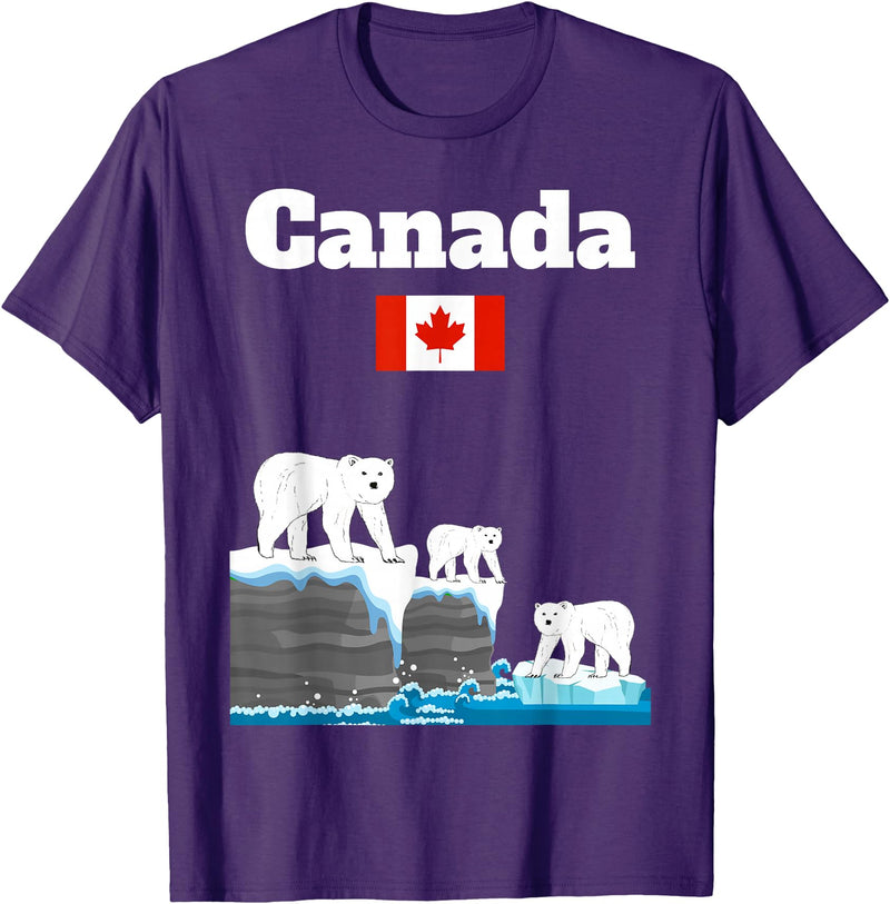 Canada Polar bears lover trip souvenir Canadian Polar Bears Spotting Souvenir Canada Flag T-Shirt - Purple