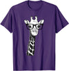 Giraffe with Glasses Zoo Animal Giraffe with Glasses for Zoo Animal Lovers T-Shirt - Purple